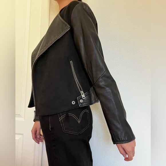 LUCKY BRAND FITTED BLACK LEATHER JACKET - Picture 3 of 4